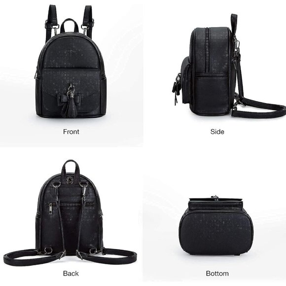 Women Black Leather Cute Bowknot Small Backpack Purse main image 6